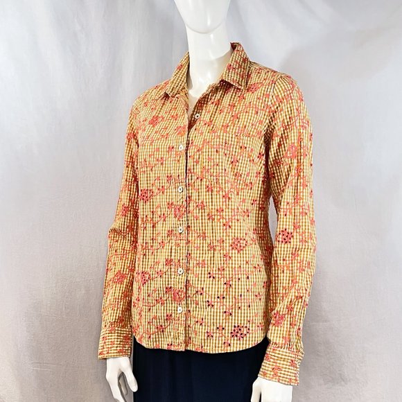 Gingham And Eyelet Button-Down Shirt | Anthropologie - Picture 2 of 9